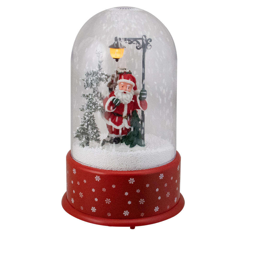 Northlight 11.75" Lighted Santa with Street Light Snowing Christmas Globe