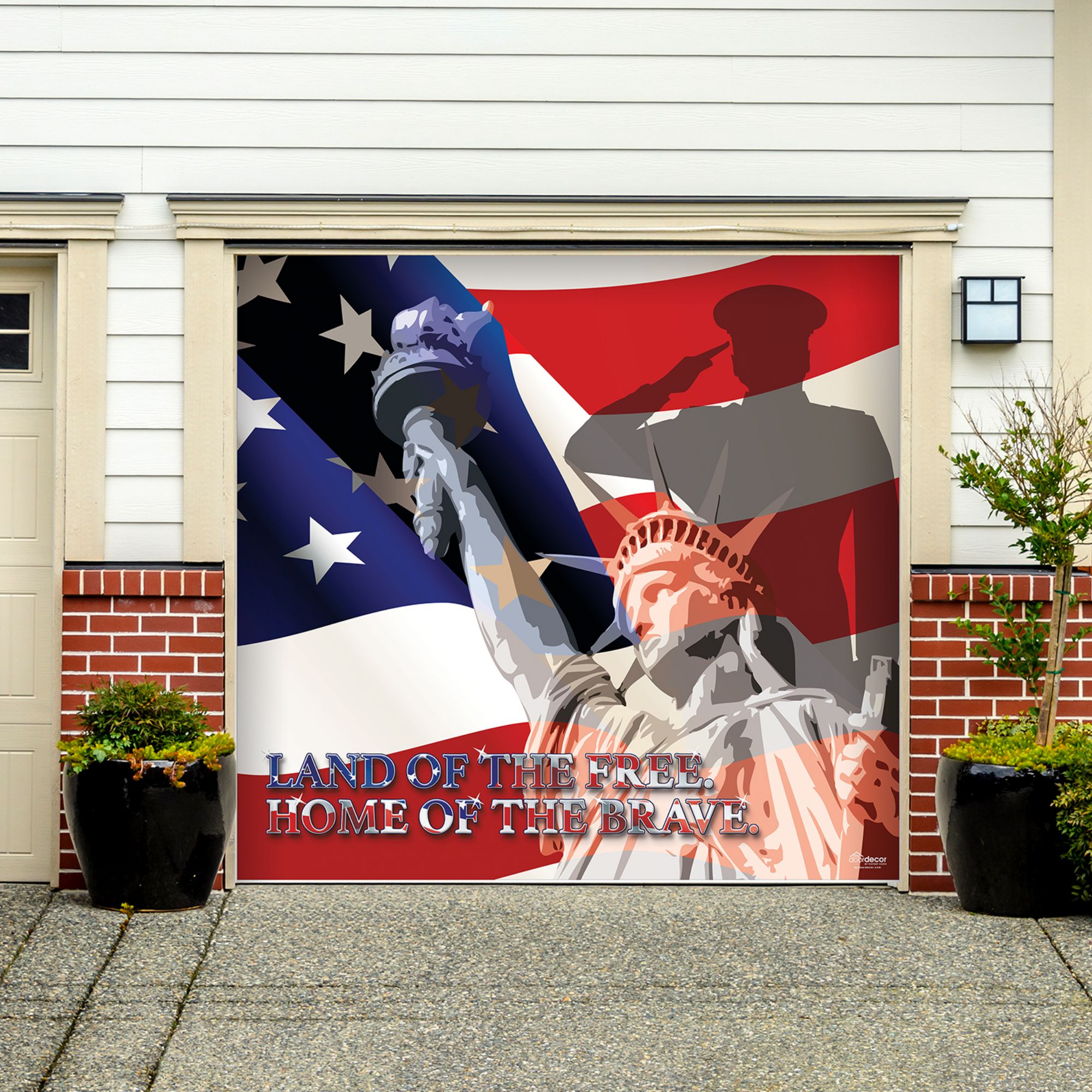 Showdown Displays My Door Decor 285903PATR-002 7 x 8 ft. USA Military Brave & Free Patriotic Door Mural Sign Banner Decor&#44; Multi Color