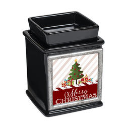 Contemporary Home Living Dicksons IWX3BK Merry Chrismas Interchangeable Fragrance Wax or Essential Oil Warmers - Black