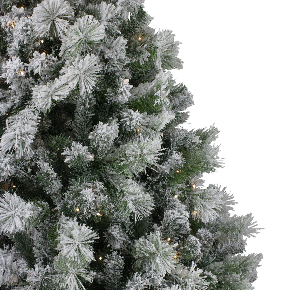 Northlight 6.5' Pre-Lit Full Flocked Somerset Spruce Artificial Christmas Tree - Clear Lights