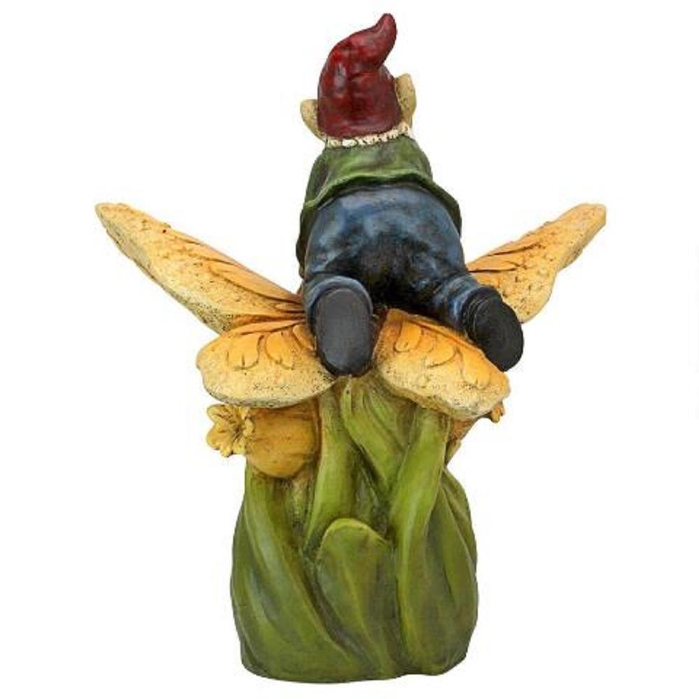 Outdoor Living and Style 19.5" Gnome Riding Butterfly Hand Painted Outdoor Garden Statue