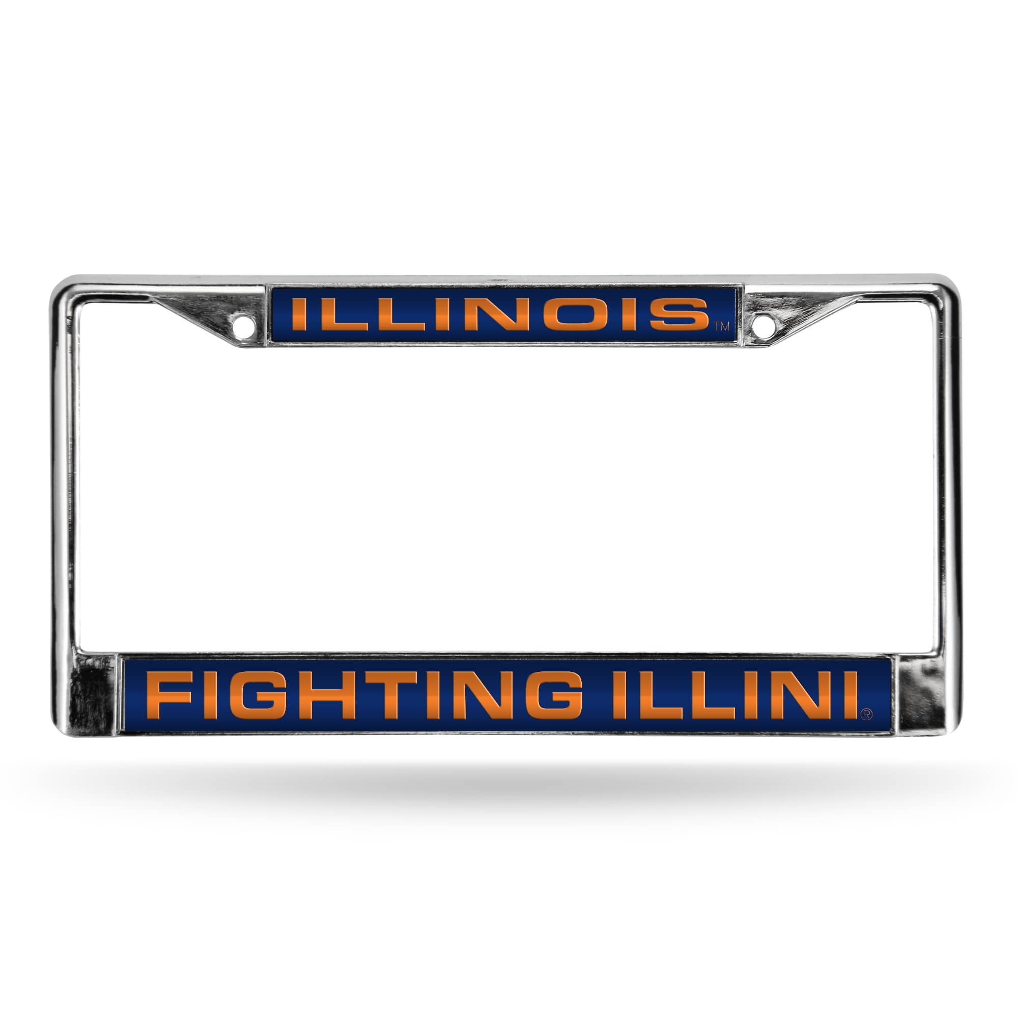 Rico 6" x 12" Silver Colored and Blue College Illinois Fighting Illini License Plate Cover