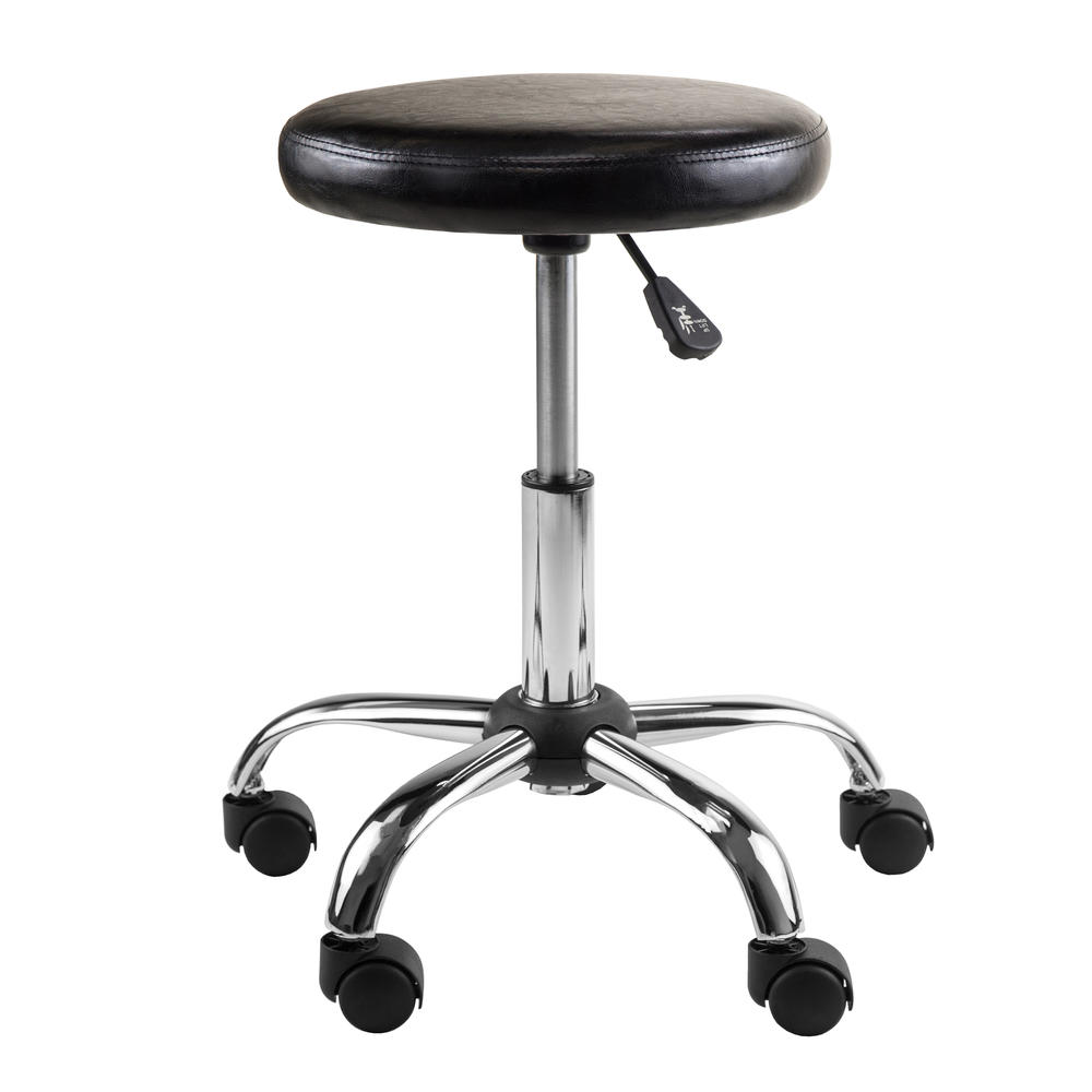 Contemporary Home Living 22.25" Black Clark Round Cushion Swivel Stool with Adjustable Height