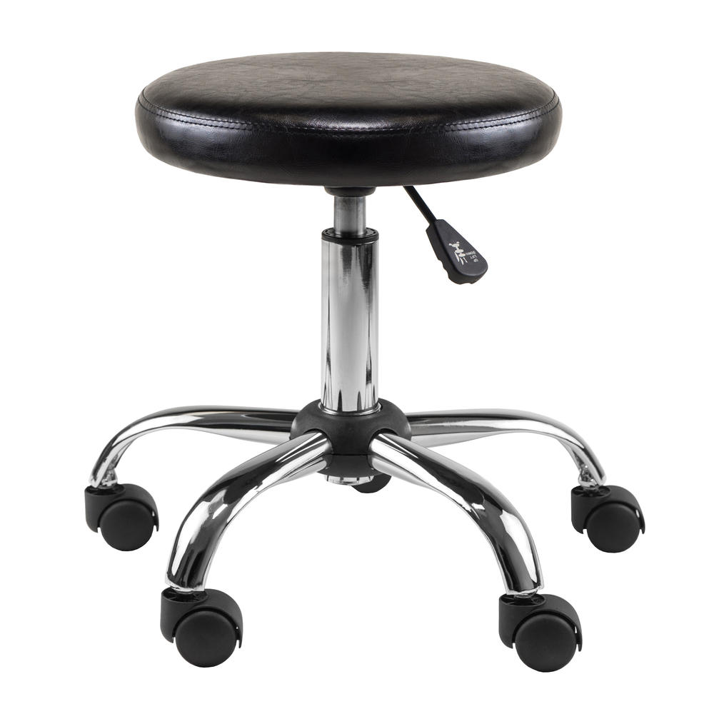 Contemporary Home Living 22.25" Black Clark Round Cushion Swivel Stool with Adjustable Height