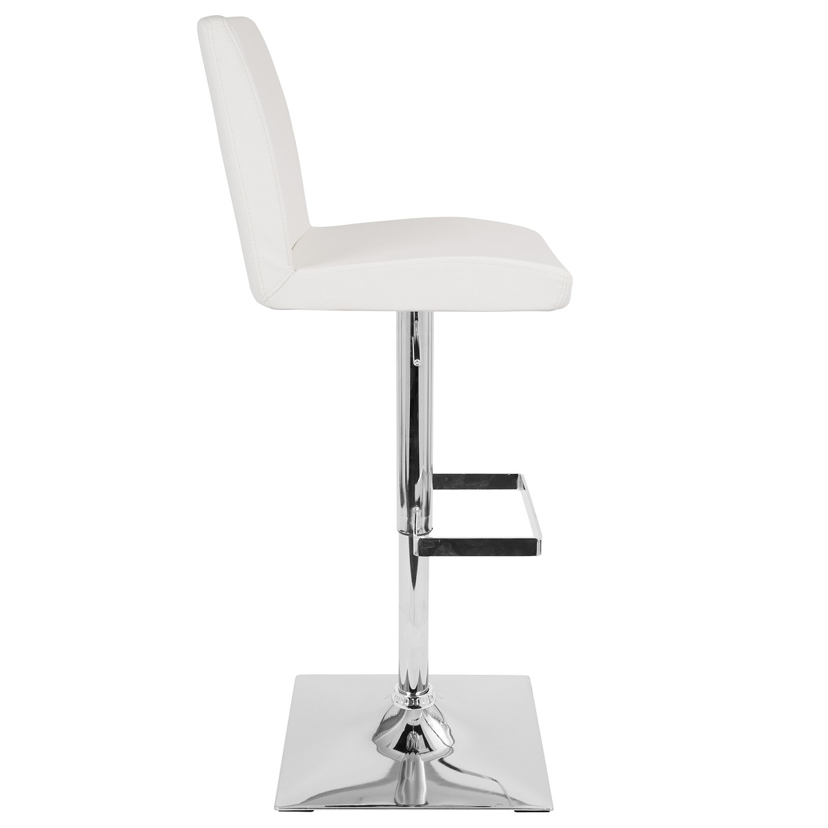 Contemporary Home Living 45" White Faux Leather Silver Adjustable Indoor Barstool