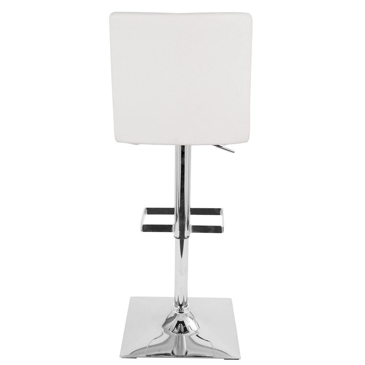 Contemporary Home Living 45" White Faux Leather Silver Adjustable Indoor Barstool