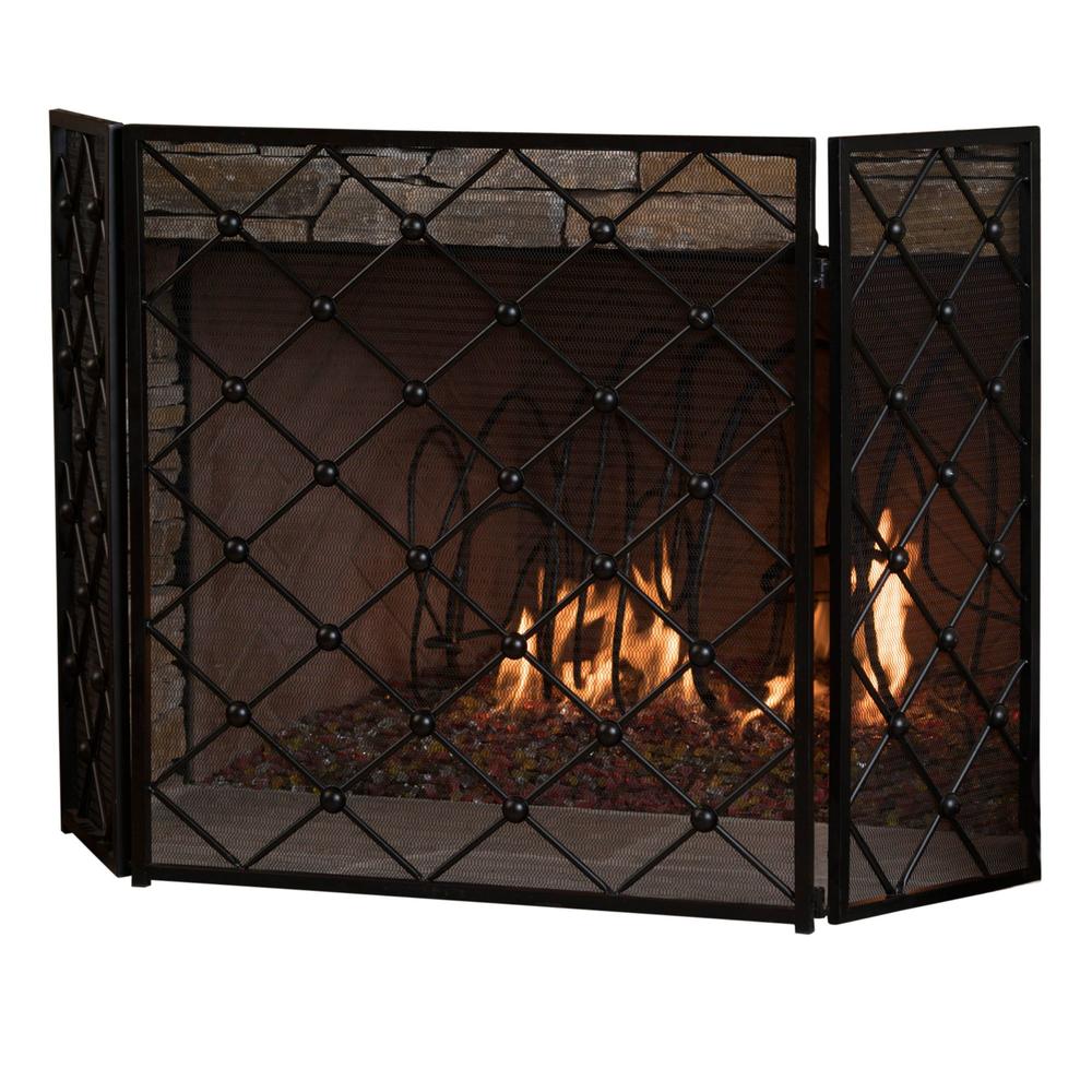 Contemporary Home Living 31" Black Contemporary Solid 3 Paneled Fireplace Screen