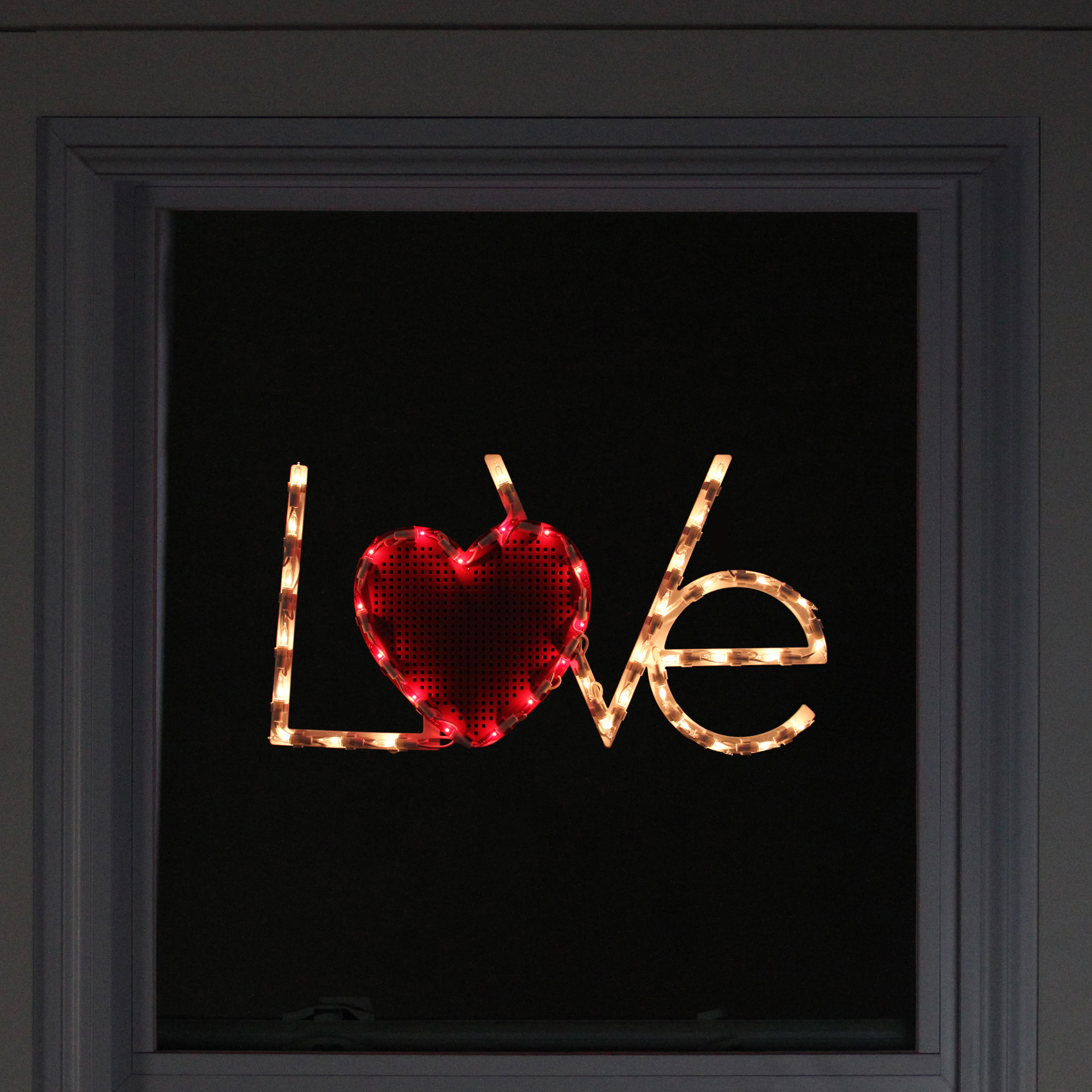 Northlight Lighted "Love" with Heart Valentine's Day Window Silhouette - 17" - White and Red