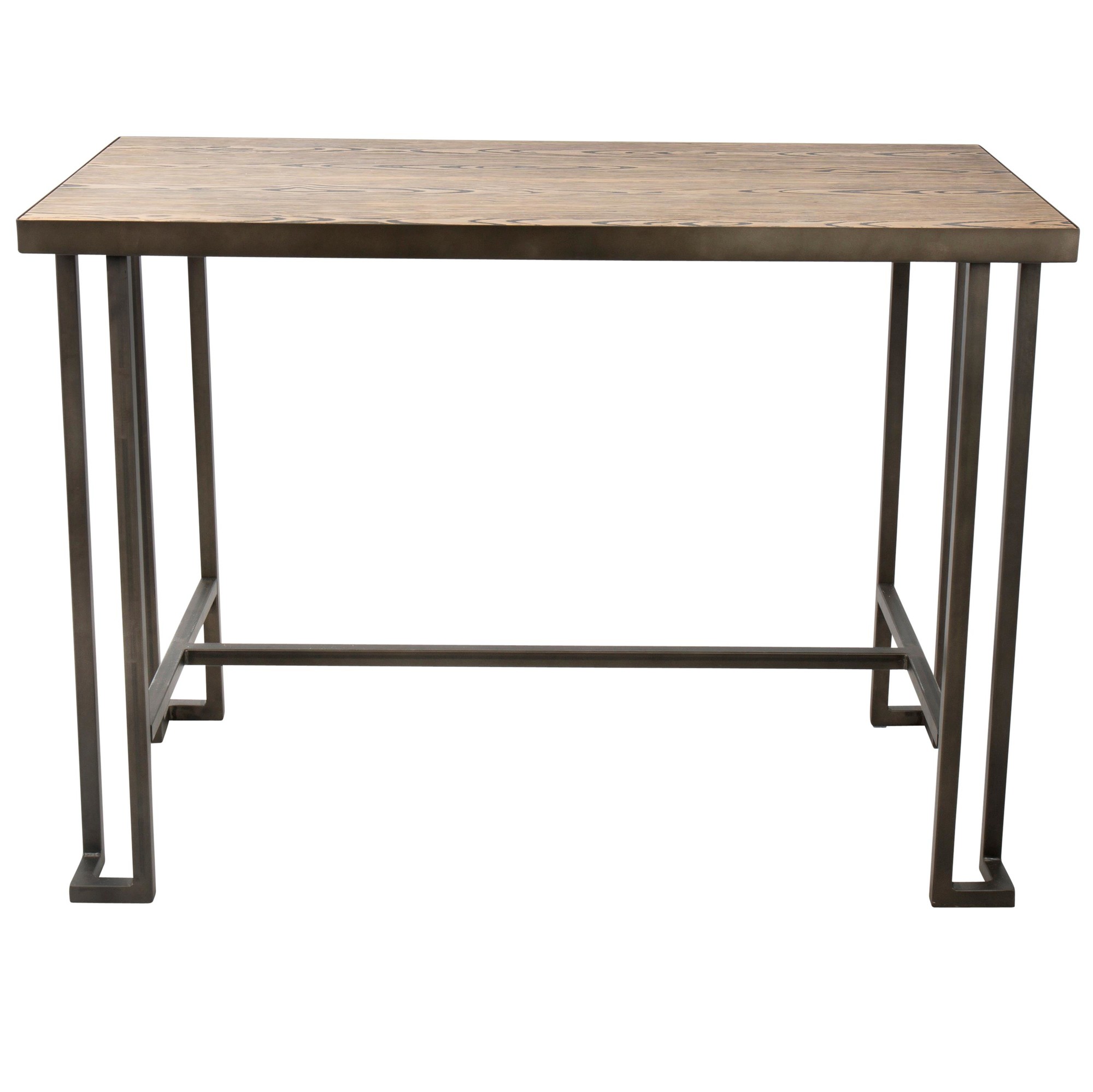 Contemporary Home Living 48” Brown Bamboo Counter Table with Antique Metal Base