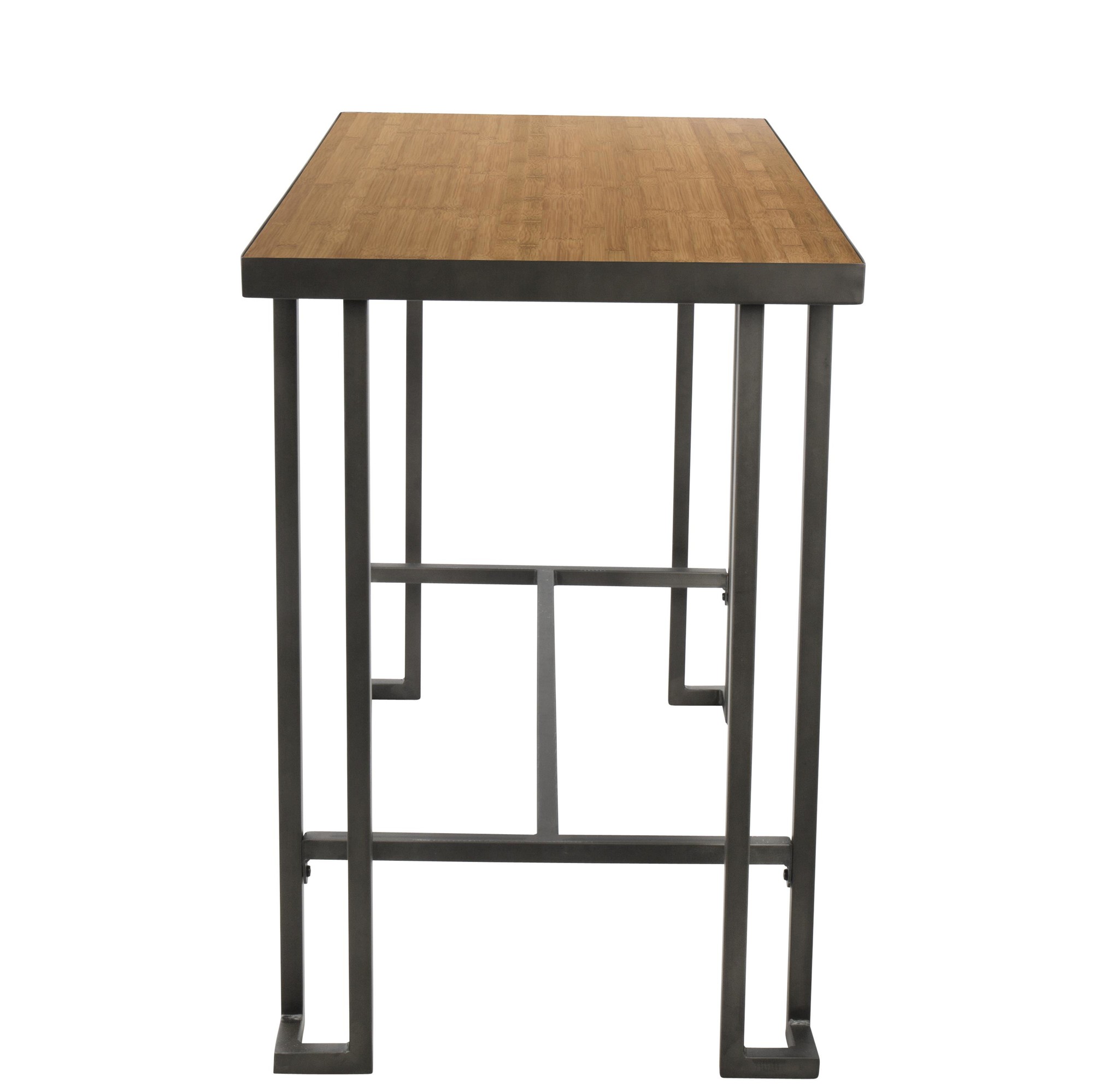 Contemporary Home Living 48” Natural Bamboo Counter Table with Antique Gray Metal Base