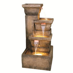 CC Outdoor Living 33" Lighted Rustic Weathered Outdoor Garden Water Fountain