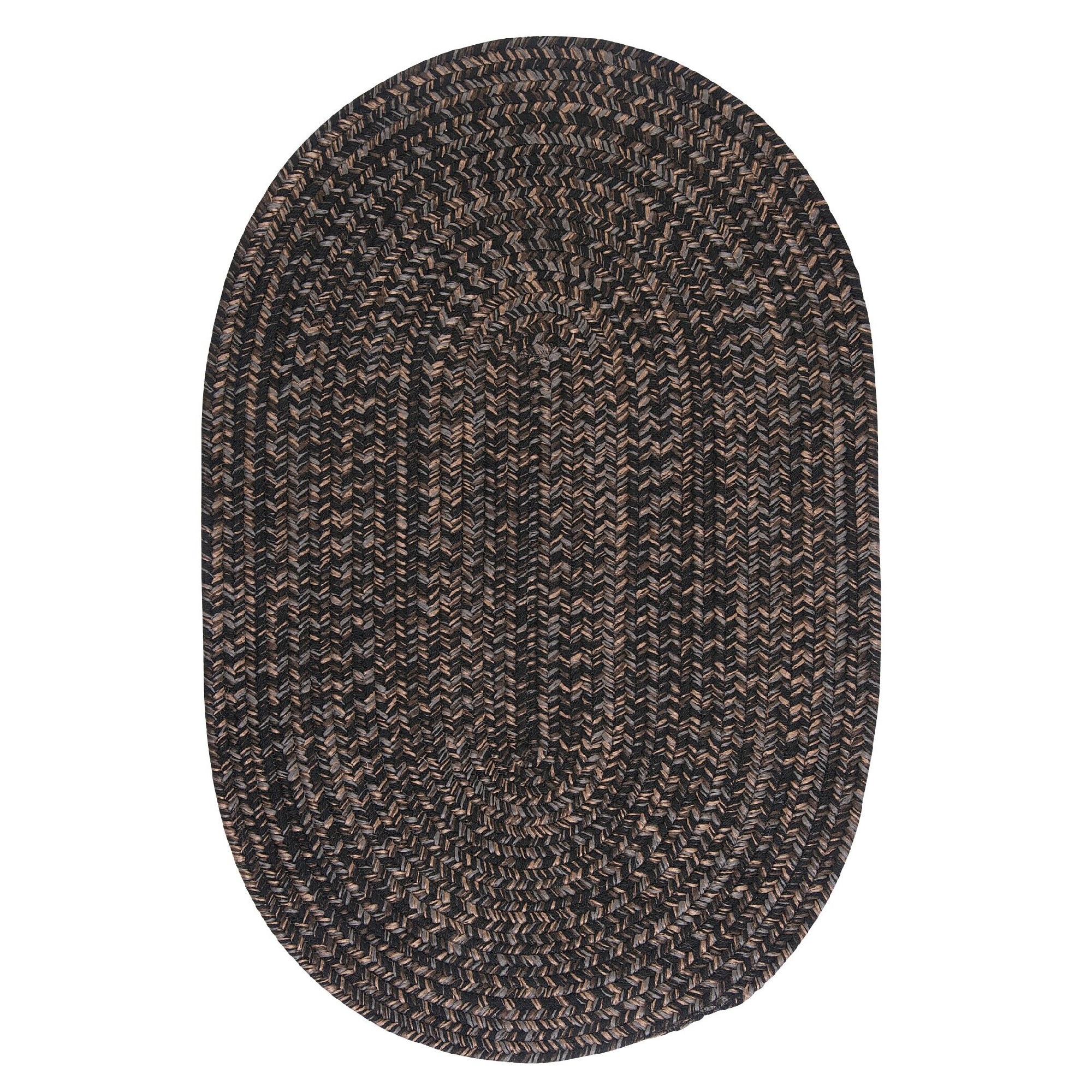 Colonial Mills 6' x 9' Black and Brown Handcrafted Oval Braided Area Throw Rug