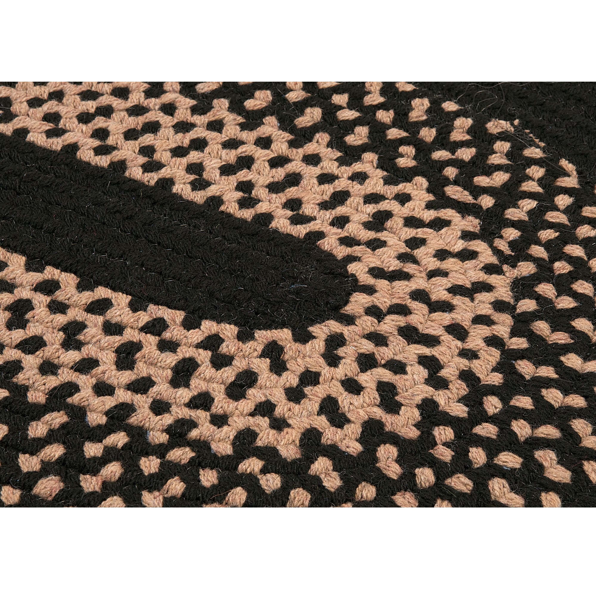 Colonial Mills 6' Black and Beige Braided Round Area Throw Rug