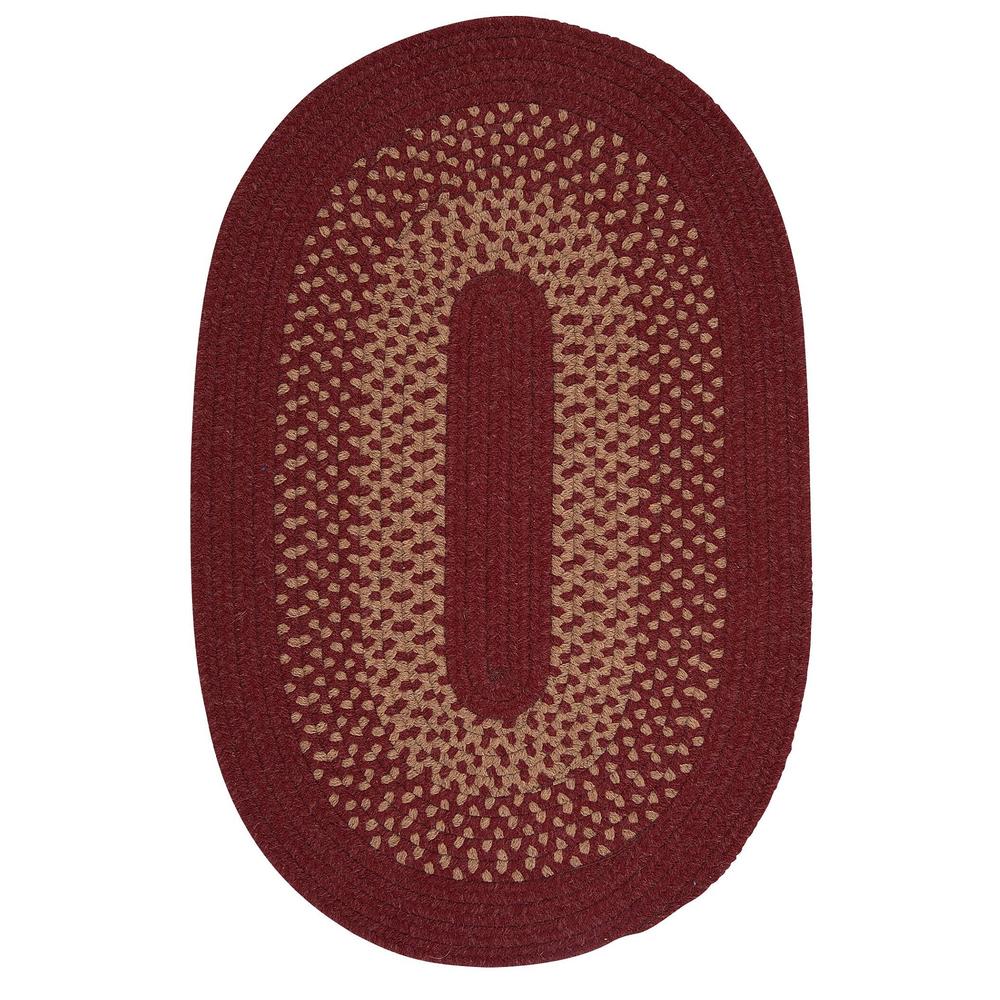 Colonial Mills 8' x 11' Red and Beige Braided Oval Area Throw Rug