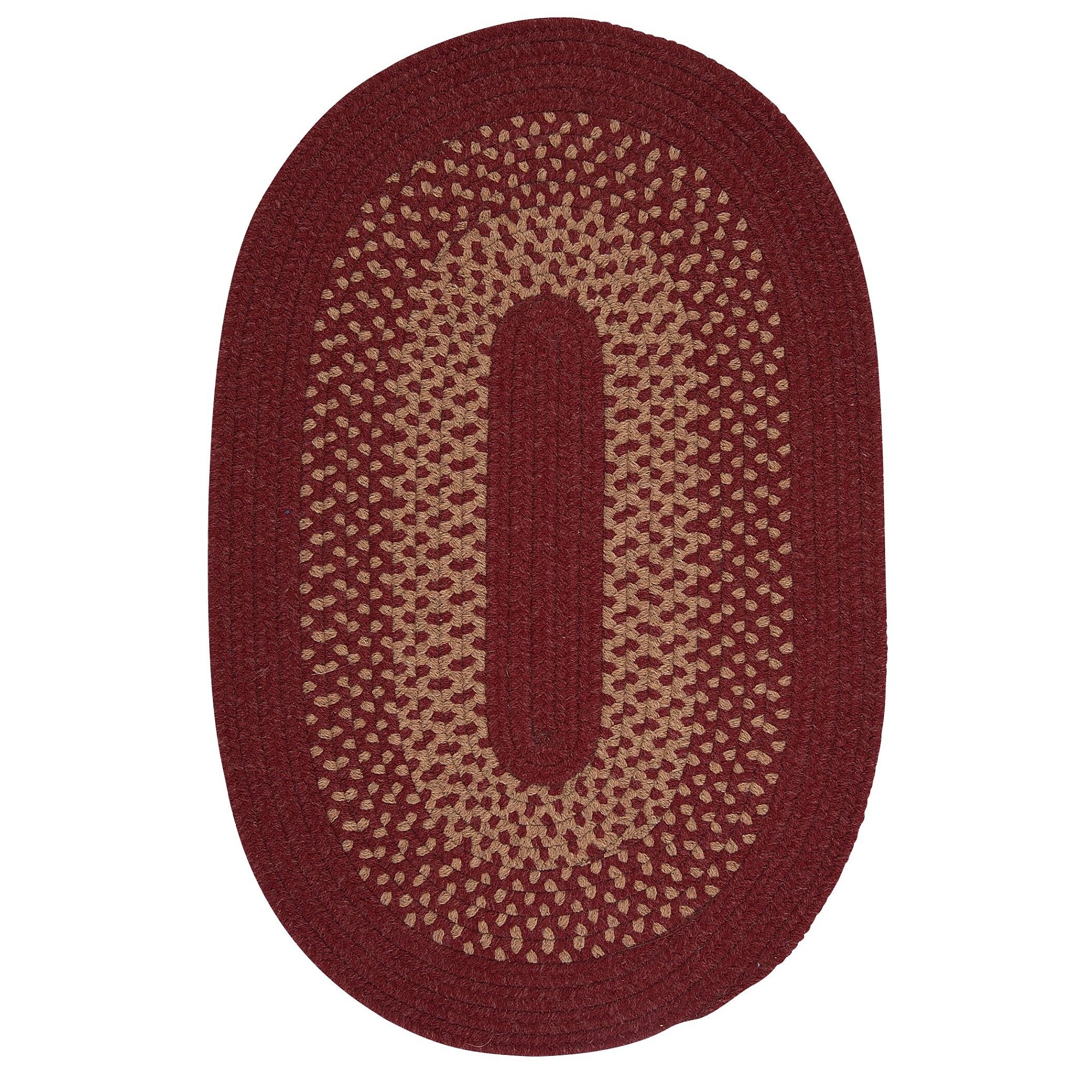 Colonial Mills 2' x 4' Red and Beige Braided Oval Area Throw Rug