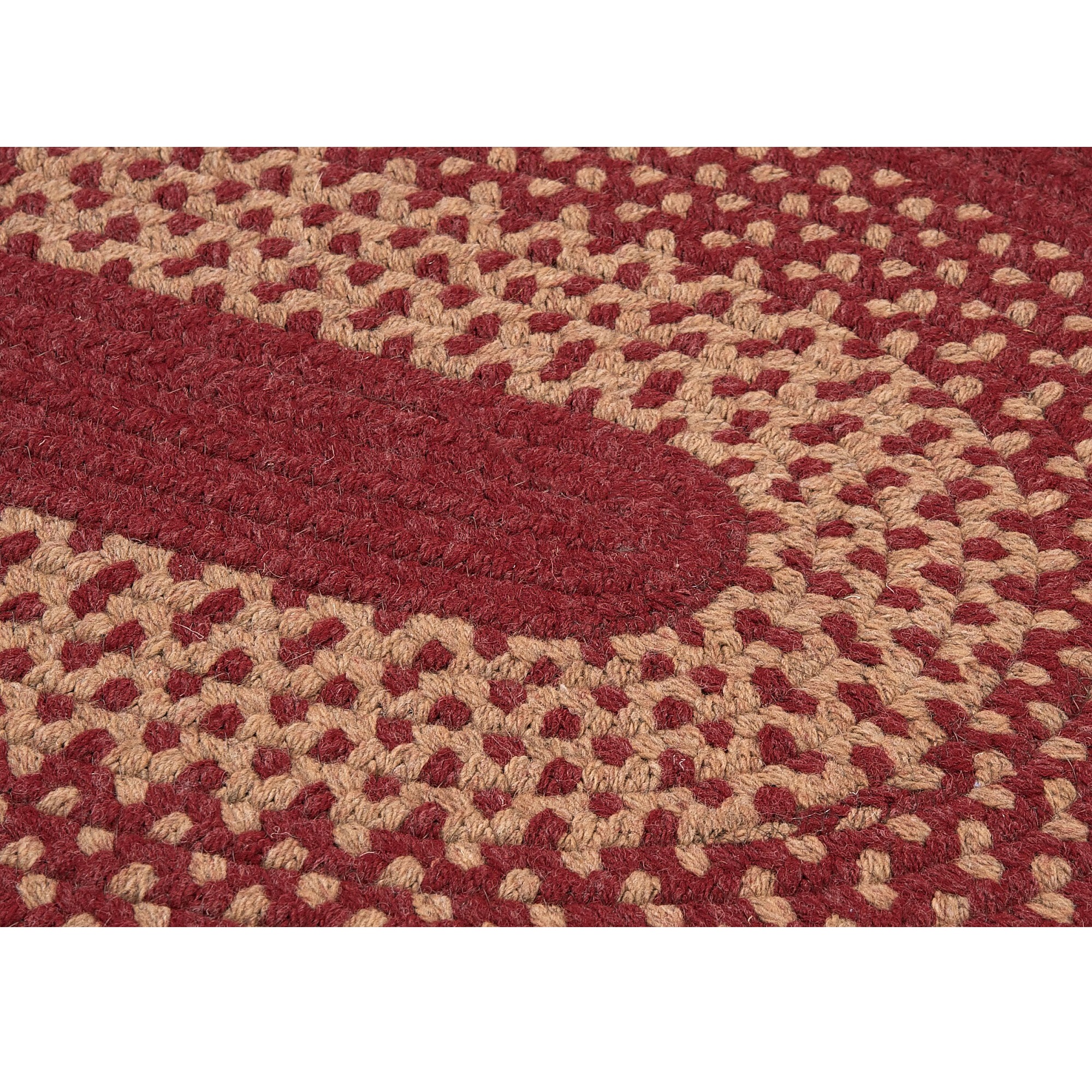 Colonial Mills 2' x 12' Red and Beige Braided Oval Area Throw Rug Runner