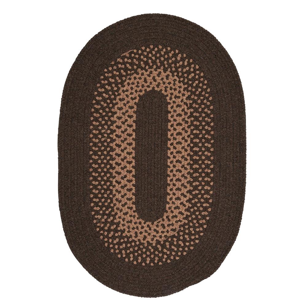 Colonial Mills 2' x 4' Brown and Beige Braided Oval Area Throw Rug