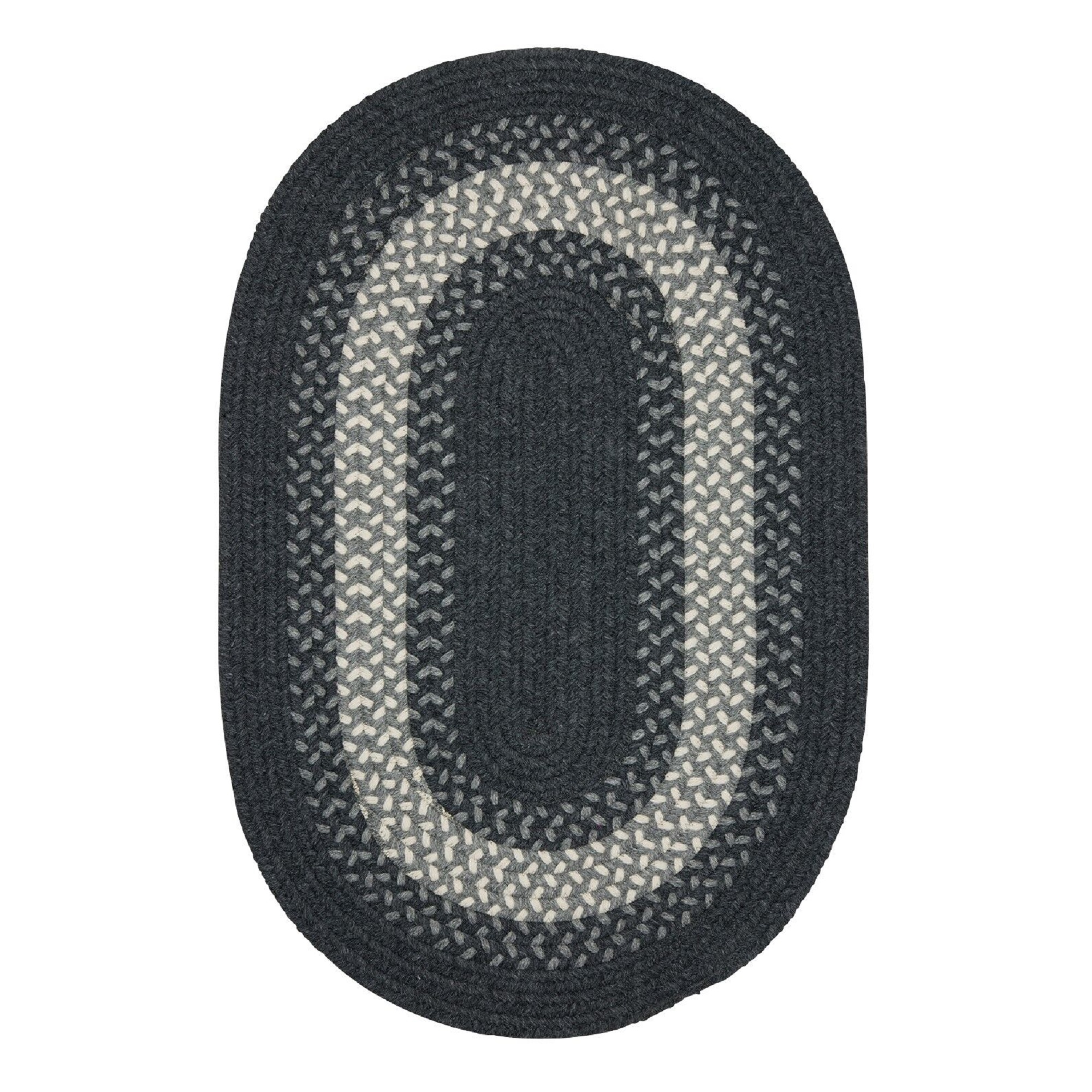 Colonial Mills 2' x 3' Charcoal Black and Gray Braided Oval Reversible Throw Rug