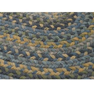 Blue And Yellow Braided Oval Rug Runner, Braided Rug Runner