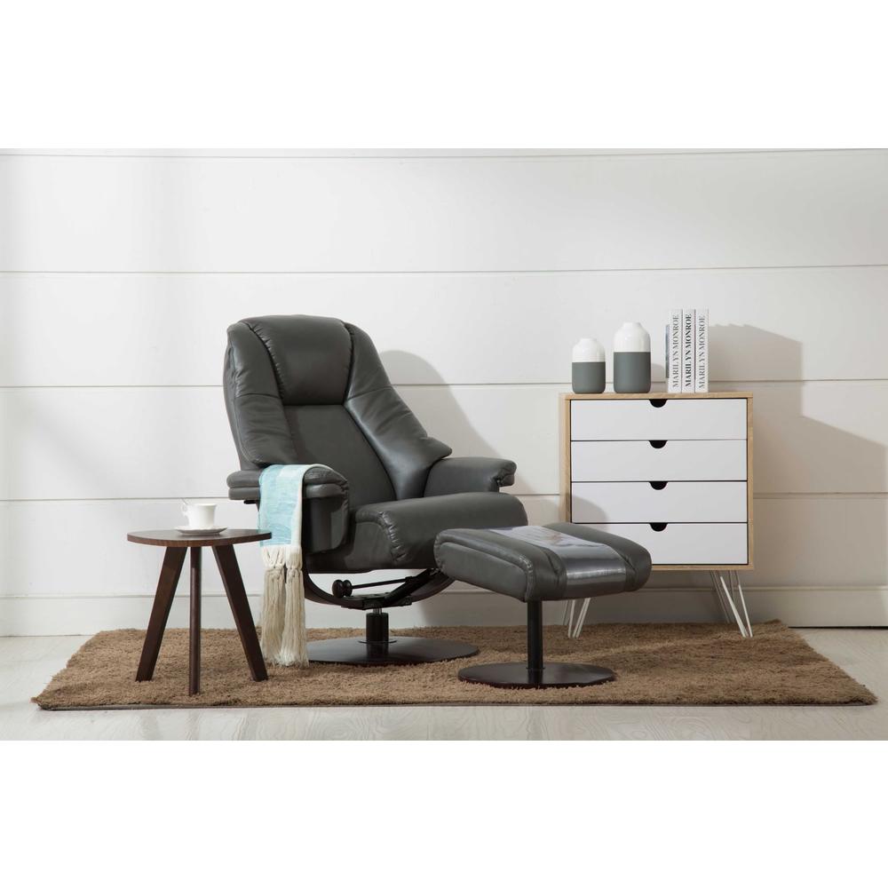 Contemporary Home Living 44" Charcoal Gray and Brown Lindley Recliner Chair with Ottoman