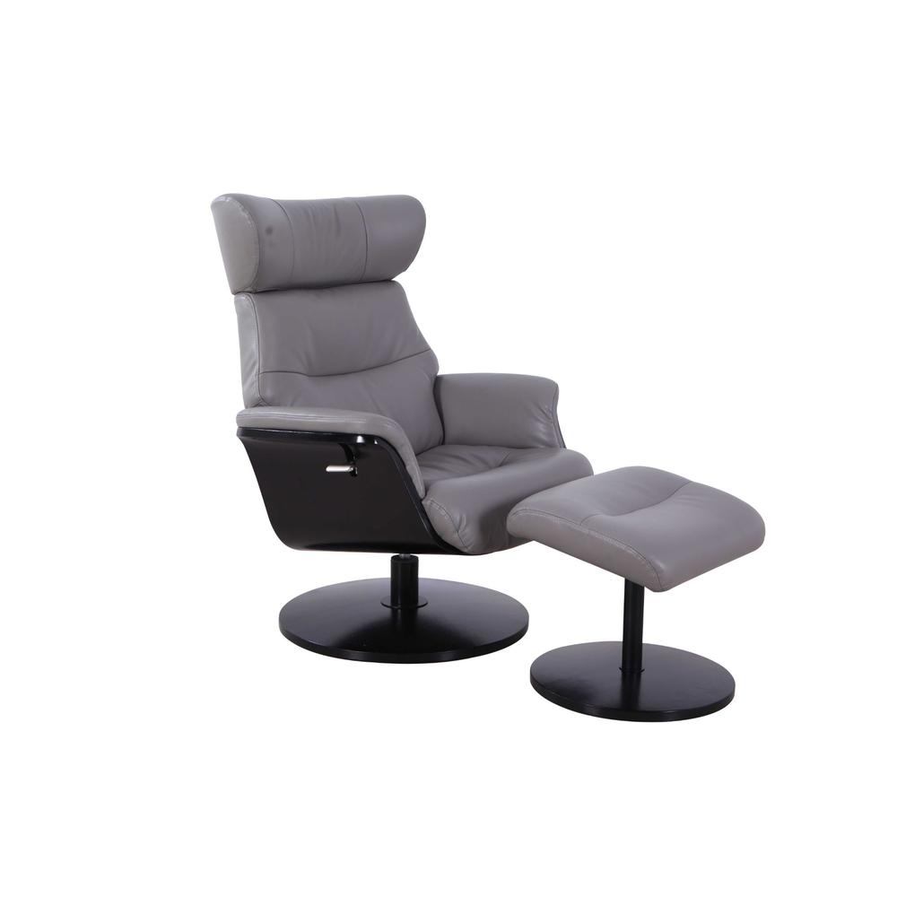 Contemporary Home Living 44" Gray and Black Sennet Recliner Chair with Ottoman