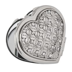 Contemporary Home Living Creative Gifts 002948 2.37 in. Heart Compact with Crystals&#44; Nickel Plated - Silver