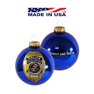 Christmas by Krebs Blue Police Logo Christmas Ball Ornaments 3.25 (80mm)