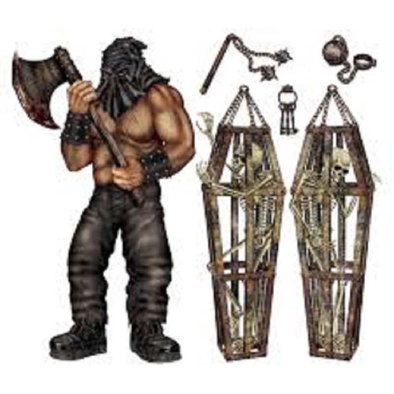 Beistle Club Pack of 72 Executioner and Skeleton Cage Insta-Theme Halloween Prop Decorations