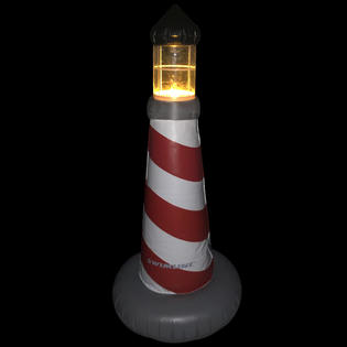 Swimline 43.5” LED Red and White Striped Lighthouse Swimming Pool Float