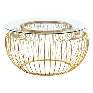 Contemporary Home Living 36 Gold Contemporary Round Coffee Table
