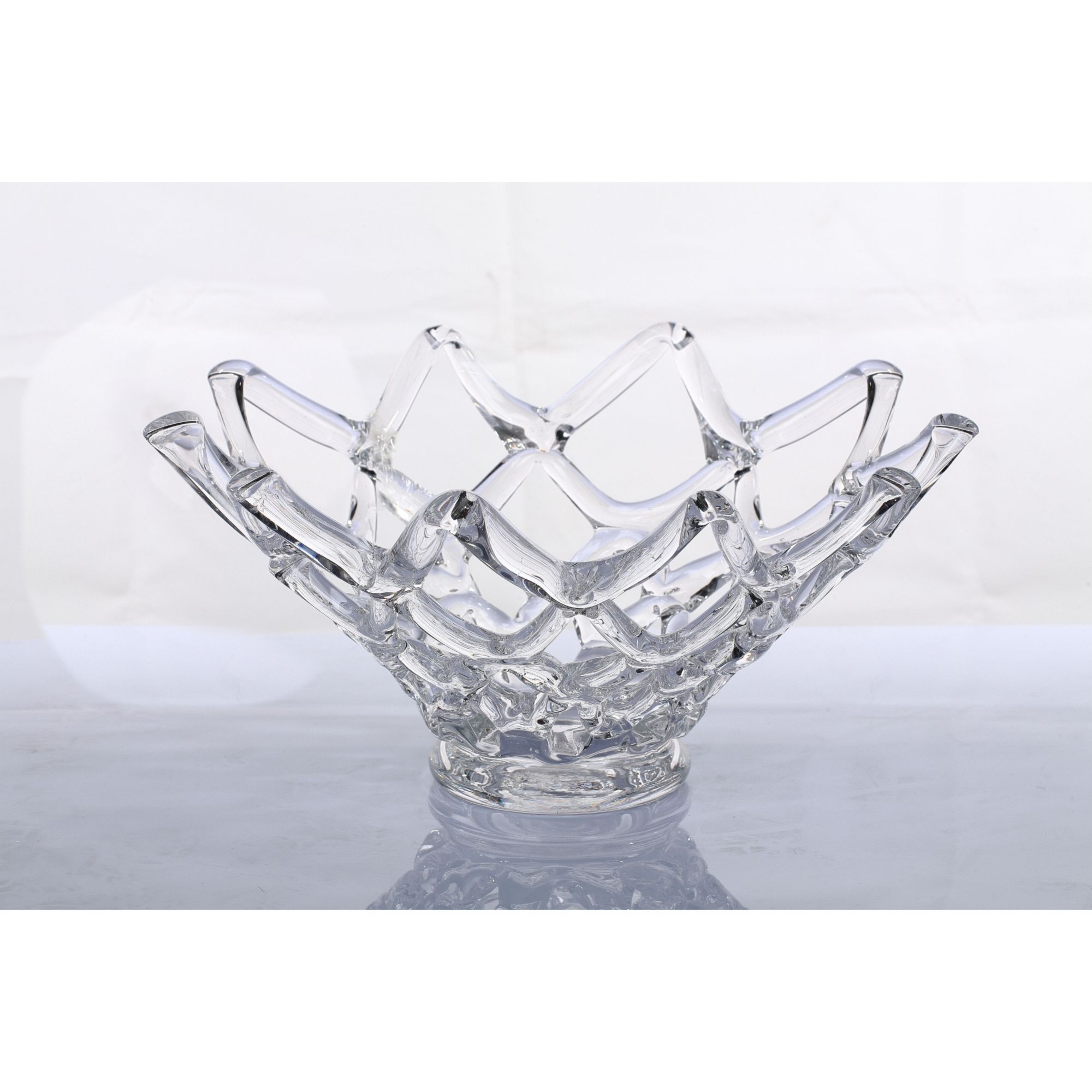 CC Home Furnishings 17.5" Clear Crown Shaped Handblown Glass Tabletop Vase