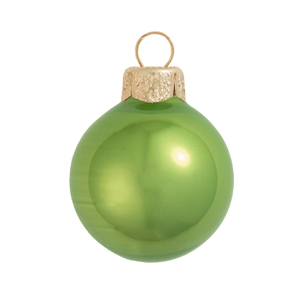 Whitehurst 6ct Green Pearl Finish Glass Christmas Ball Ornaments 4" (100mm)