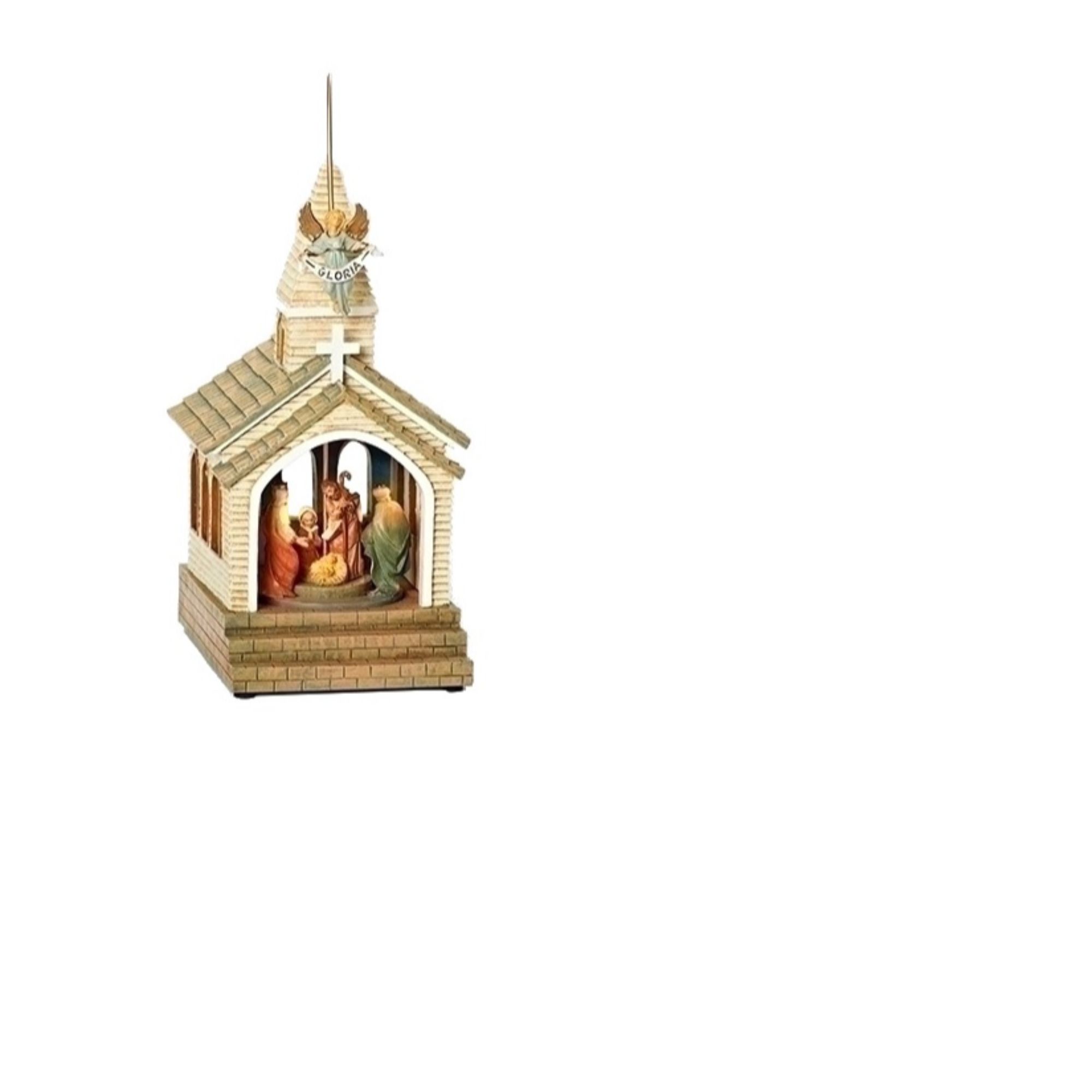 Roman 12" Brown and Red LED Lighted Musical Nativity Scene Christmas Ornament