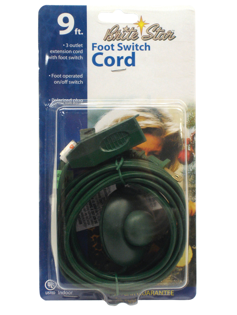 CC Christmas Decor 9’ Brite Star Indoor 3 Outlet Extension Cord with Foot Switch