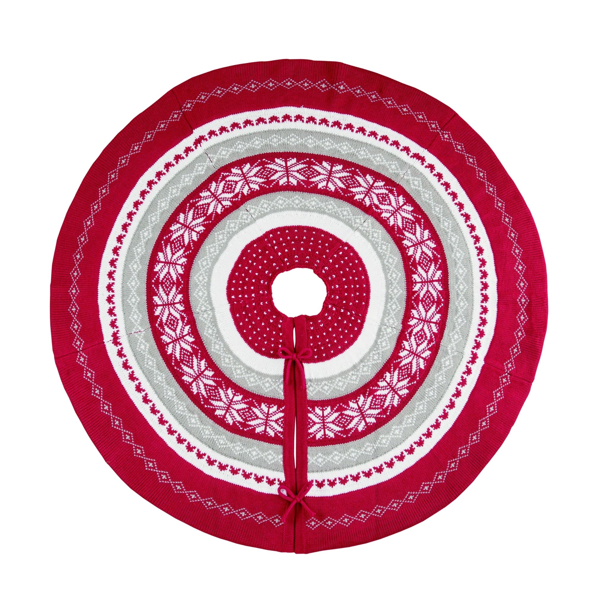 Contemporary Home Living 40" Red and White Nordic Christmas Tree Skirt