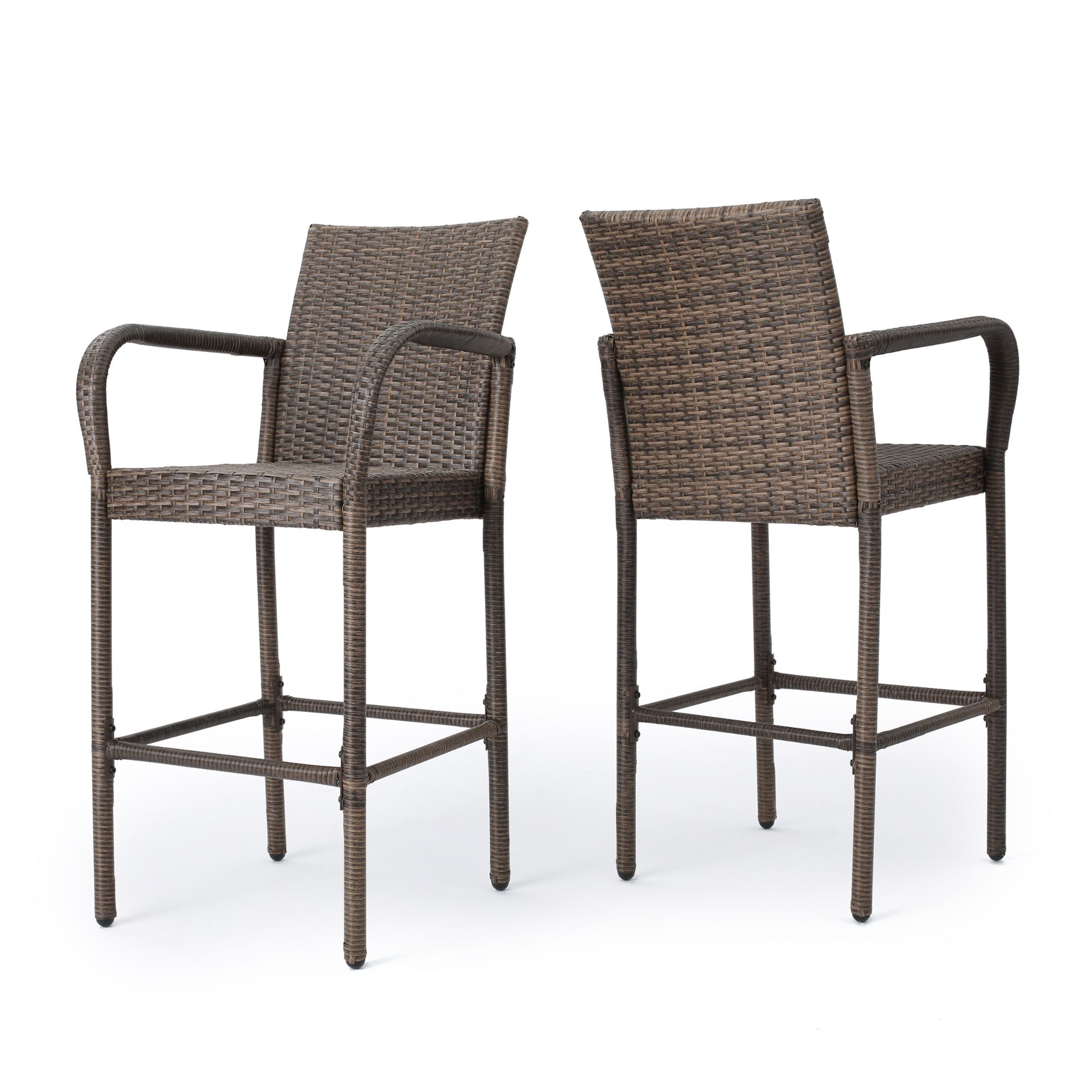 Contemporary Home Living Set Of 2 Brown, Sears Patio Bar Stools