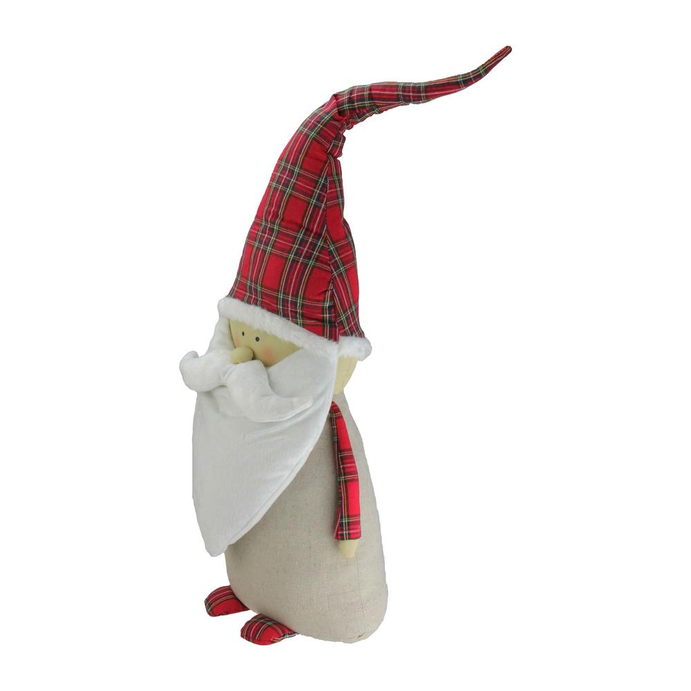 Northlight 26" White and Red Santa Claus Gnome with Plaid Hat Christmas Figurine