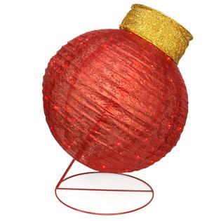 Northlight 4894029577287 36 Pre Lit Red Led Glitter Ball Ornament Outdoor Christmas Yard Decor Northlight 36 Led Ball Ornament Outdoor Christmas Yard Decor