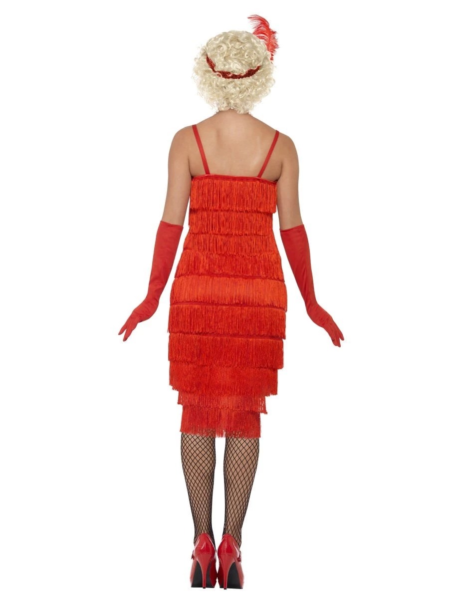 Smiffys 44" Red Flapper Women Adult Halloween Costume with Headband and Gloves - X1