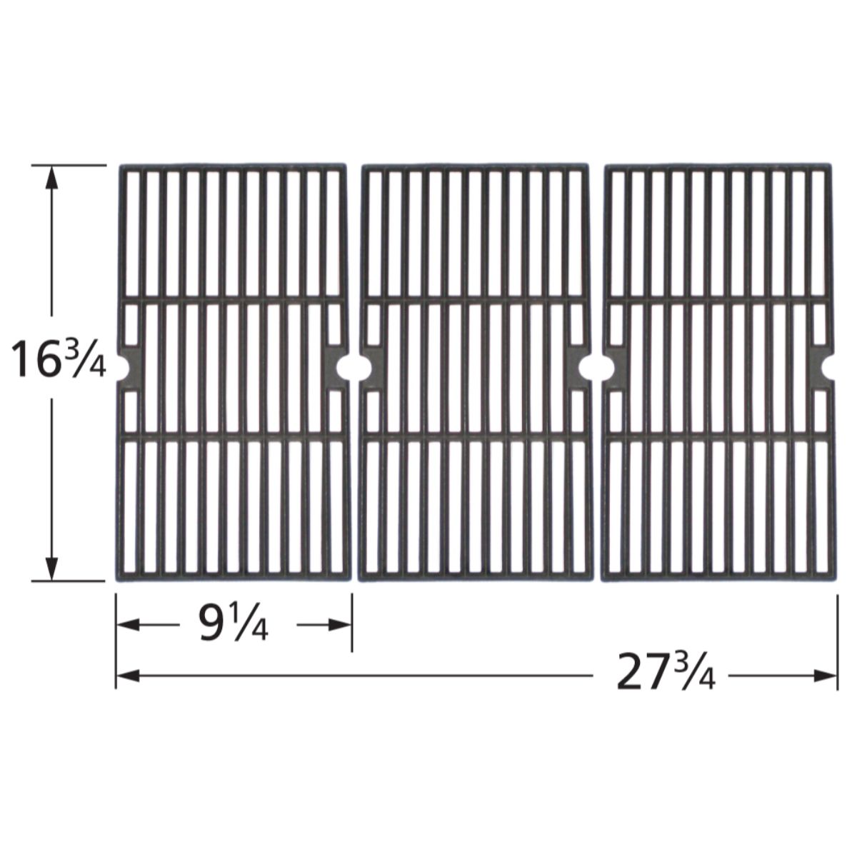 Contemporary Home Living 3pc Matte Cast Iron Cooking Grid for Charbroil and Master Chef Gas Grills 27.75"