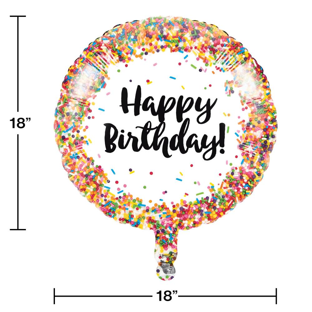 Party Central Pack of 10 Multicolored Sprinkles "Happy Birthday" Foil Party Balloons 18"