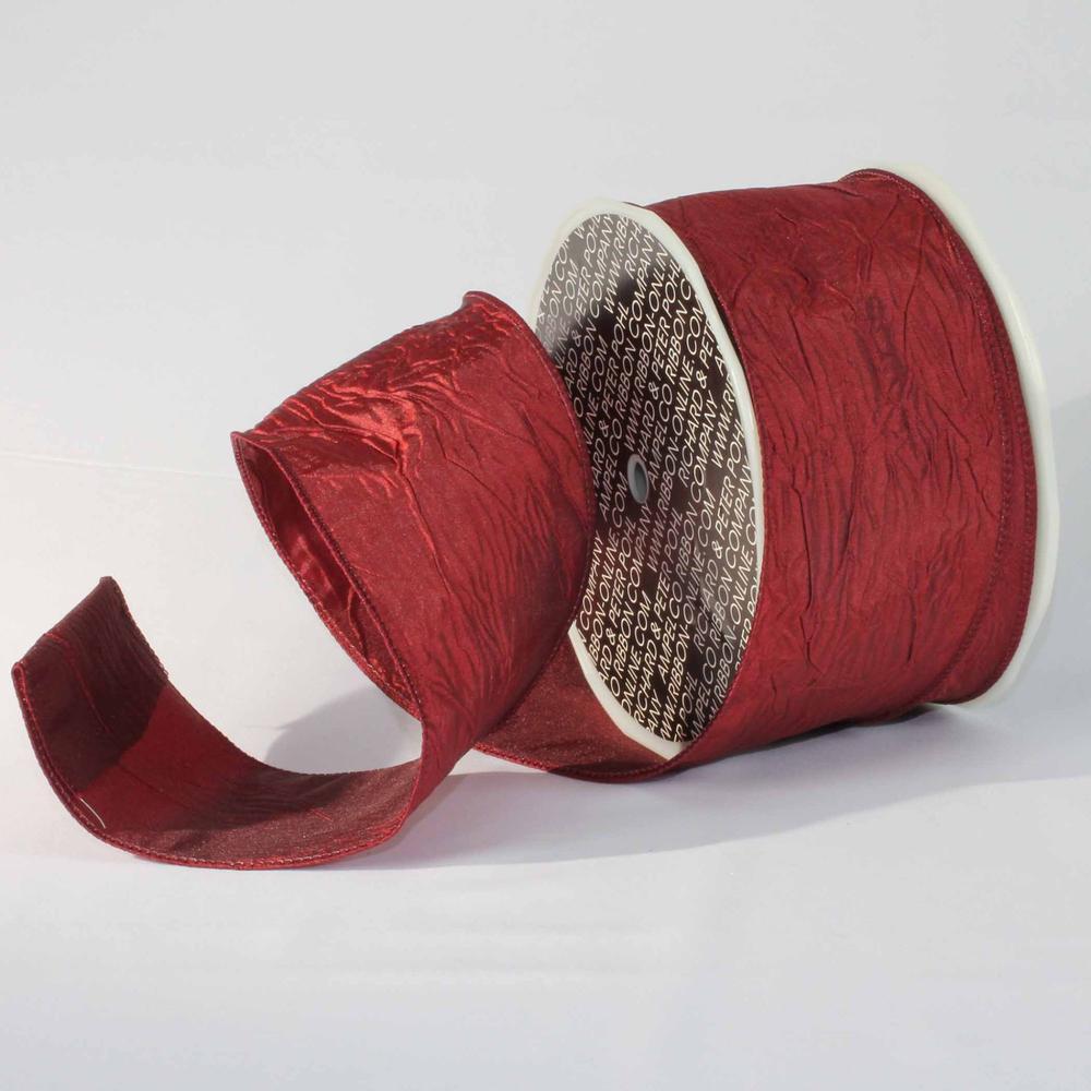 The Ribbon People Bordeaux Crinkled Satin Wired Craft Ribbon 3" x 27 Yards