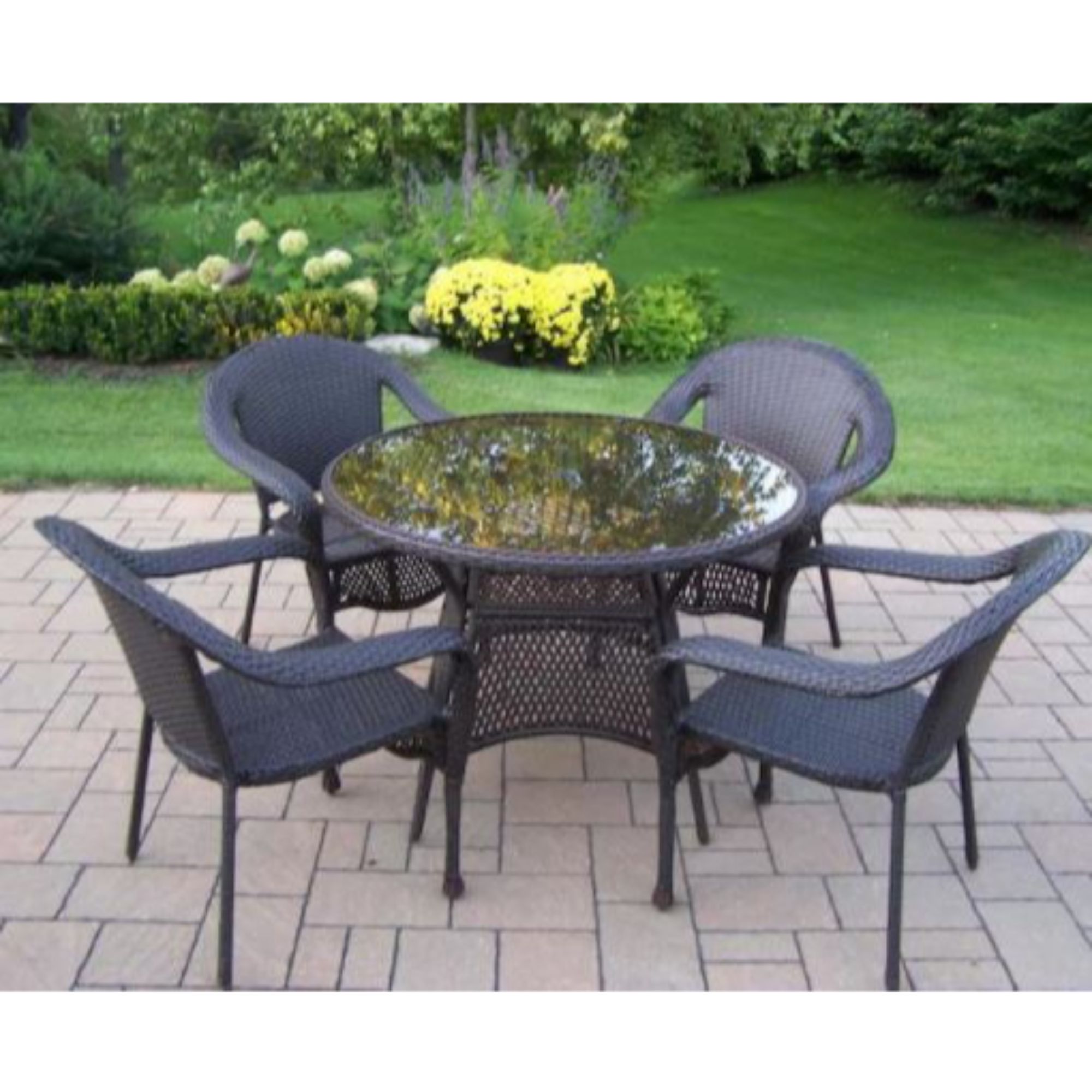 Outdoor Living and Style 195583274273 Elite Resin Wicker 5pc Dining Set