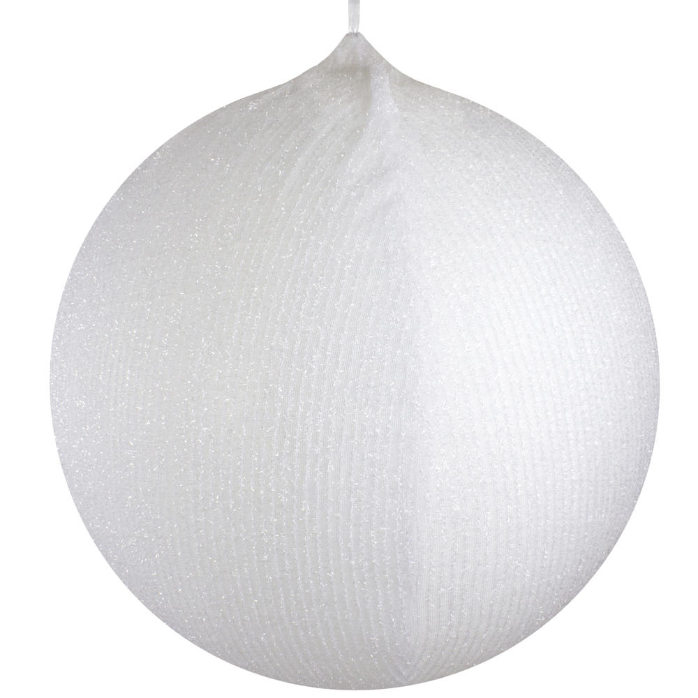Northlight 23.5" White Tinsel Inflatable Christmas Ball Ornament Outdoor Decoration