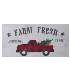 Northlight 34308702 16 in. Farm Fresh Buffalo Plaid Truck Christmas Wooden Shadow Box Plaque&#44; Black & Red