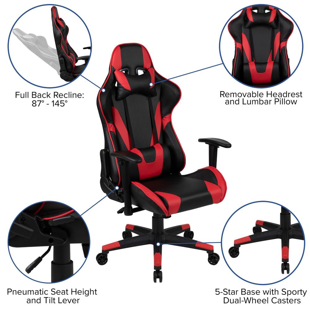 Flash Furniture 51" Red and Black Gaming Set Reclining Chair With Desk