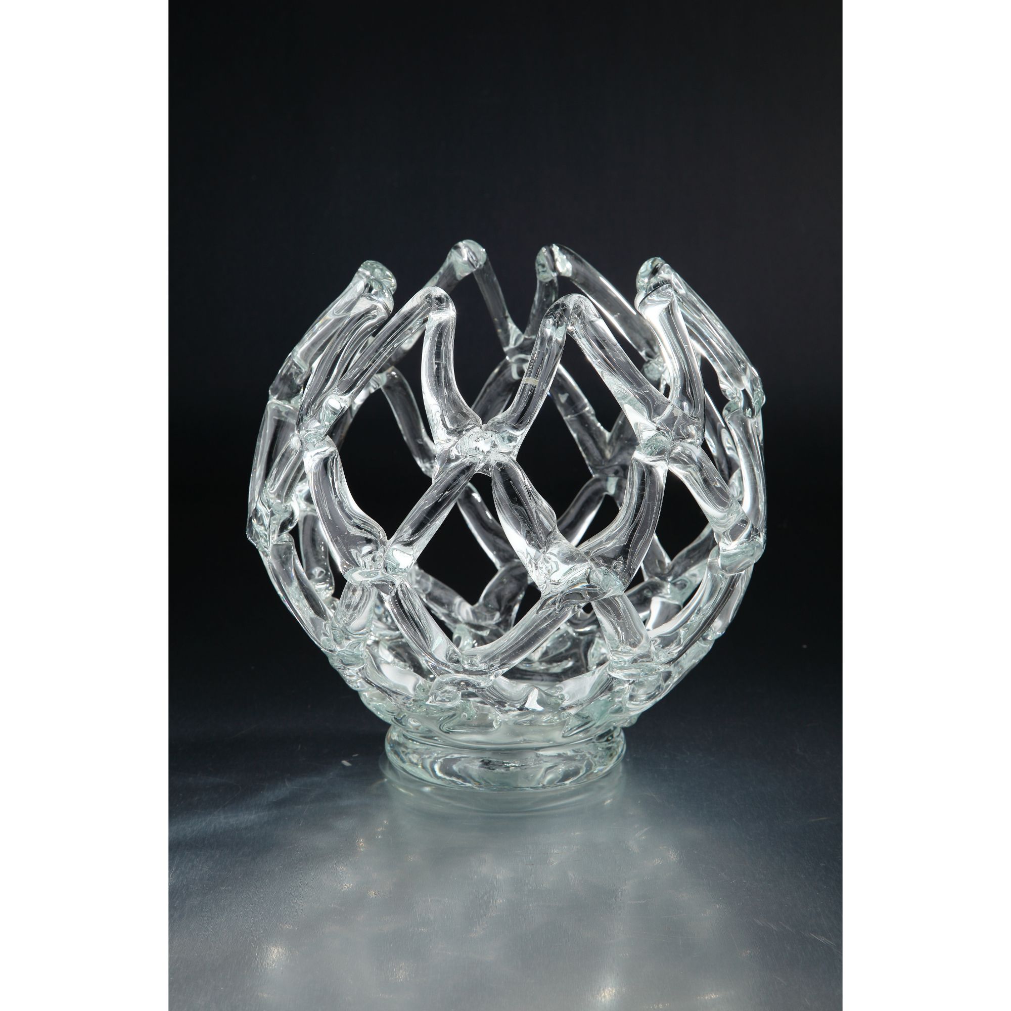 CC Home Furnishings 11.5” Clear Bowl Shaped Handblown Glass Tabletop Vase