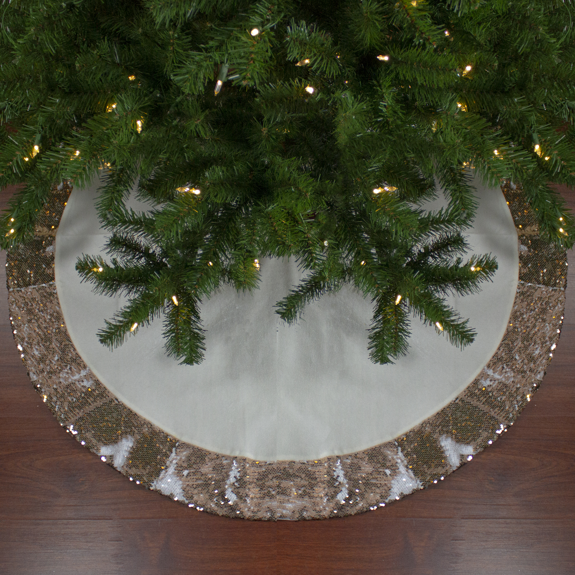 Northlight 48 Rose Gold And White Reversible Sequin Trim Christmas Tree Skirt Rose Gold Christmas Tree Skirt