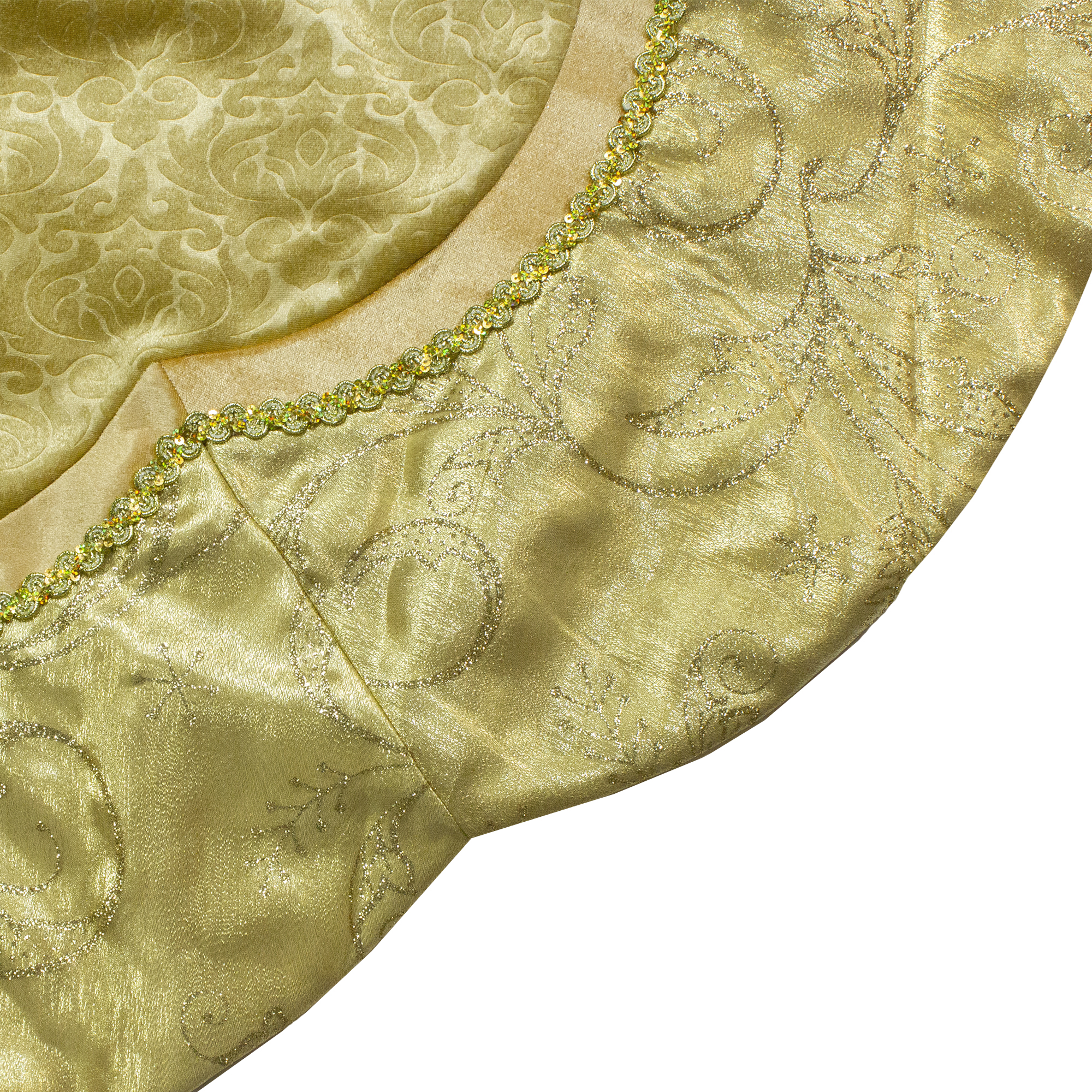 Northlight 48-Inch Golden Scalloped Velvet Christmas Tree Skirt With a Metallic Trim