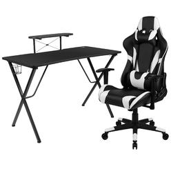 Flash Furniture BLN-X20RSG1031-BK-GG 23.75 in. Gaming Desk & Reclining Gaming Chair Set with Cup Holder&#44; Headphone Hook & Monitor&#44; Smart